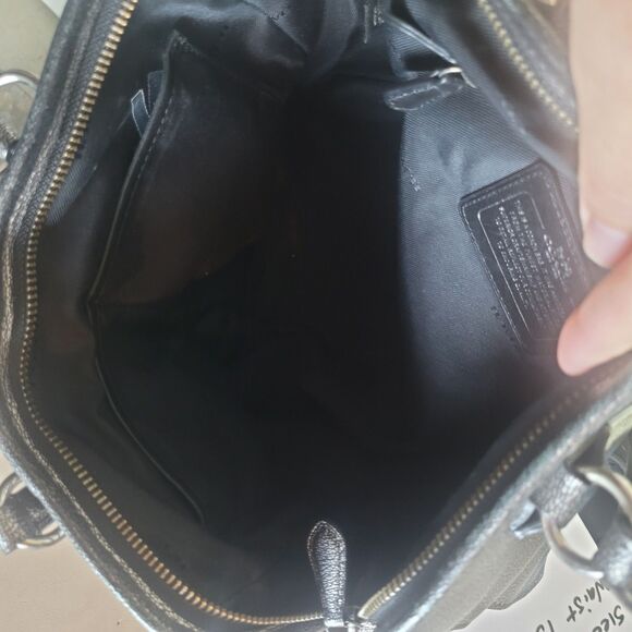 Coach Nolita Satchel Purse Handbag Metallic Pebbled Leather Gunmetal Gray READ - Picture 11 of 12